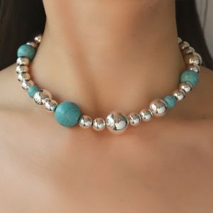 Collier perles turquoise élégant femmes