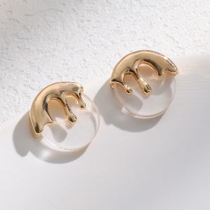 Boucles oreilles résine métal liquide irrégulières femme