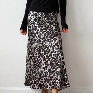 Jupe taille haute léopard français polyvalente femme
