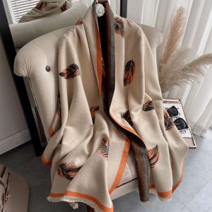 Châle Foulard Épais Chaud Barbe Courte Imitation Cachemire