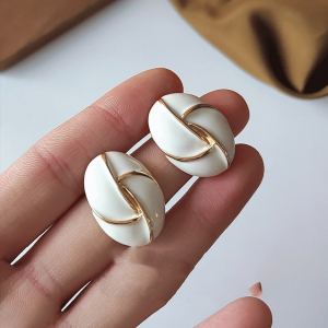 Clous d'oreilles ovales géométriques glacés 925 argent plaqué 14K