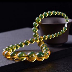 Collier chaîne ambre perles rondes