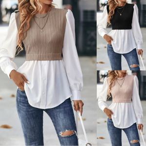 Blouse rayures ondulées couture tempérament mode