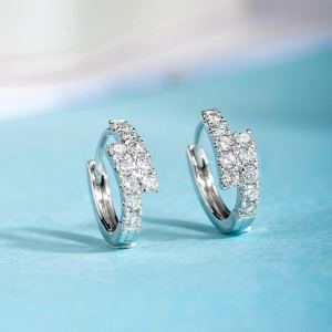 Boucles oreilles clip femme diamant luxe minimalis