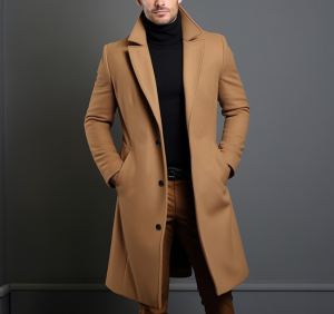 Trench-coat homme automne hiver slim revers affaires