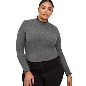 T-shirt femme col montant mi-hauteur manches longues