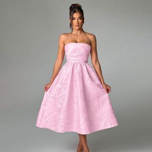 Robe tube jacquard satin moulante femme