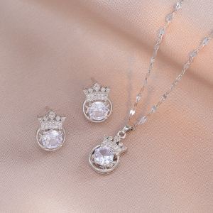 Collier Couronne Zircon Design Niche Style Coréo-Japonais