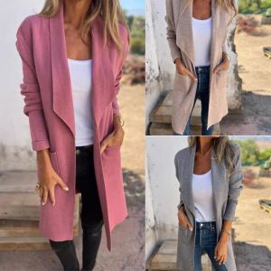 Cardigan maille mid-long automne-hiver col châle fin