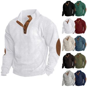Chandail col montant velours côtelé manches longues casual