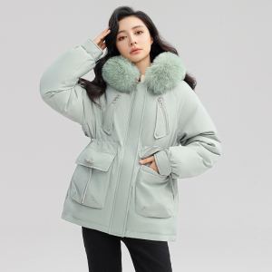Parka femme ample avec boutons corne