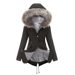 Manteau parka ouatiné mi-long capuche