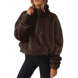 Chandail à col montant demi-zip doublé velours femme