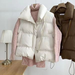 Gilet coton sans manches col montant femme