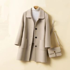 Manteau laine cachemire réversible style coréen