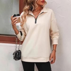 Sweat-shirt demi-manches zippé femme tendance