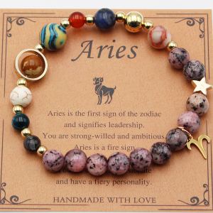 Bracelet 12 constellations 8 planètes pierre naturelle