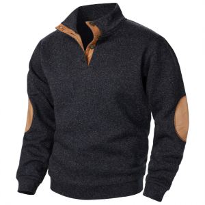 Cardigan homme col montant tricot casual jacquard coutures
