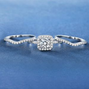 Bague fiançailles or blanc zircon empilable