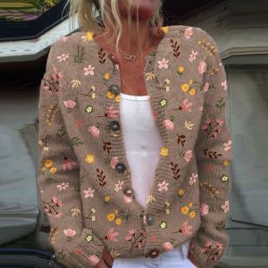 Cardigan tricot impression numérique 3D femme