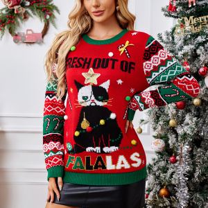 Round Neck Pullover Sweater Long Sleeve Loose Sweater