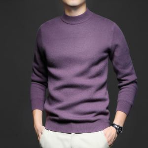 Chandail homme laine peignée manches longues tricoté