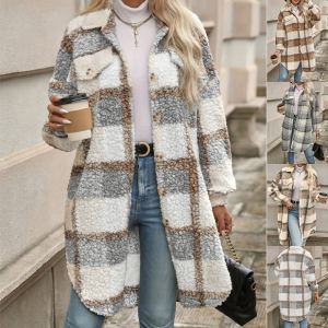 Veston carreaux colorbloc rembourré femme