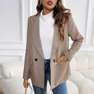 Veste tailleur boutonnée motif pied-de-poule