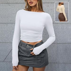 T-shirt ajusté col rond manches longues
