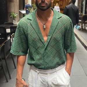 Chemise casual ajourée respirante homme