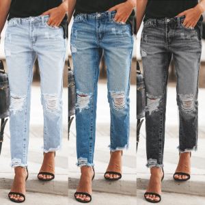 Jean vintage rétro déchiré femme
