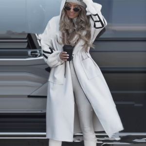Manteau long à capuche casual femme européen