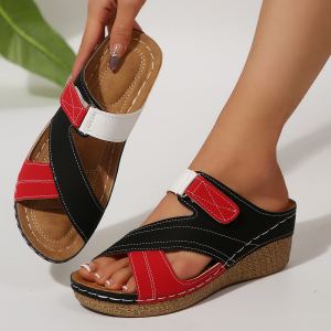 Chaussures multicolores velcro compensée légère