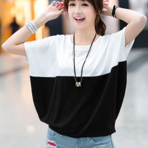 Chemise manche chauve-souris ample femme court