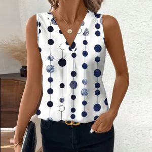 Haut noir blanc pois col V femme