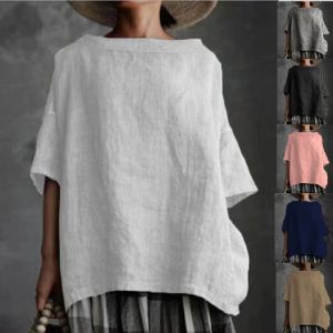 T-shirt femme coton lin couleur unie
