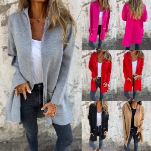 Manteau cardigan à capuche poches automne-hiver