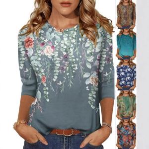 Women's Three-quarter Sleeve T-shirt Top