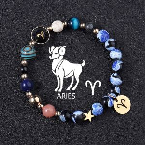 Bracelets douze constellations agate flamme bleue planètes