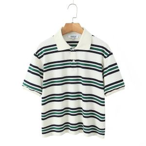 Polo coton rayé couleur contrastée rétro