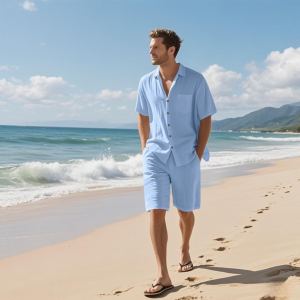 Chemise plage coton respirant manches courtes loisirs