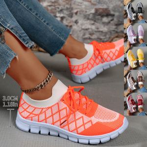 Espadrilles tricolores lacées flyknit femme marche sport