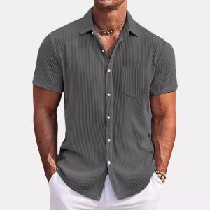 Chemise rayée ample manches courtes homme
