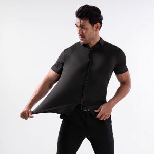 Chemise homme manches courtes anti-plis haute élasticité