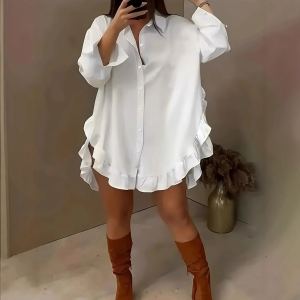 Chemise printemps été couleur unie ample femme