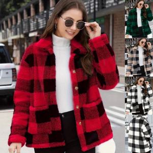 Veste carreaux bicolore boutons femme