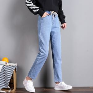 Jean femme style coréen taille haute élastique