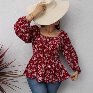 Chemise femme manches longues imprimé floral contrôlée