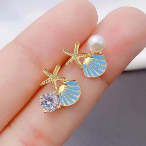 Boucles d'oreilles perlées coquillage étoile
