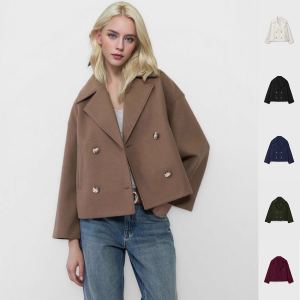 Blazer laine revers double boutonnage femmes